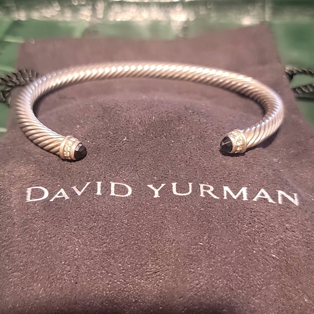 David Yurman 5mm Cable Bracelet with Hematine & Diamonds - Picture 2 of 7